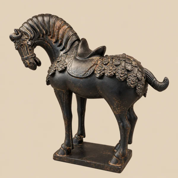 Tang Dynasty Style Black Horse Statue