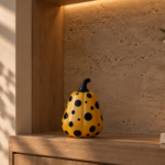 Yellow Polka Dot Pumpkin Sculpture