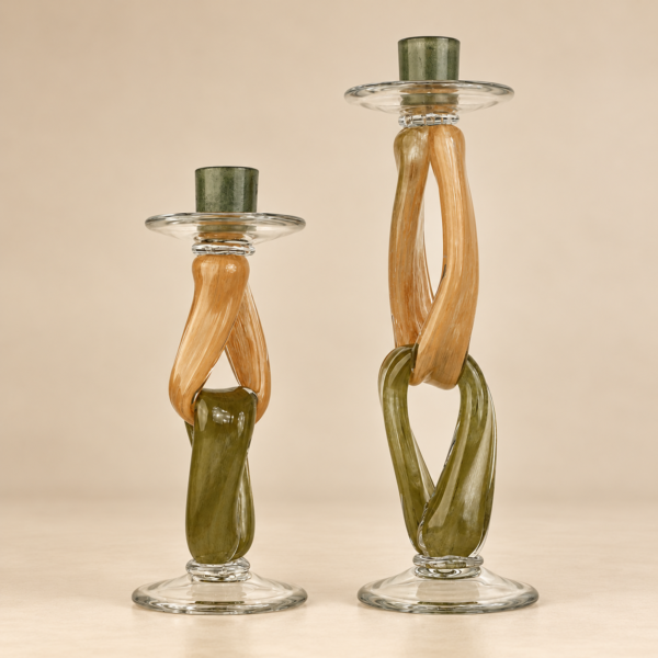 Looped Handmade Glass Taper Candle Holder