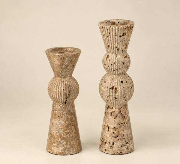 Silver Grey Travertine Candle Column