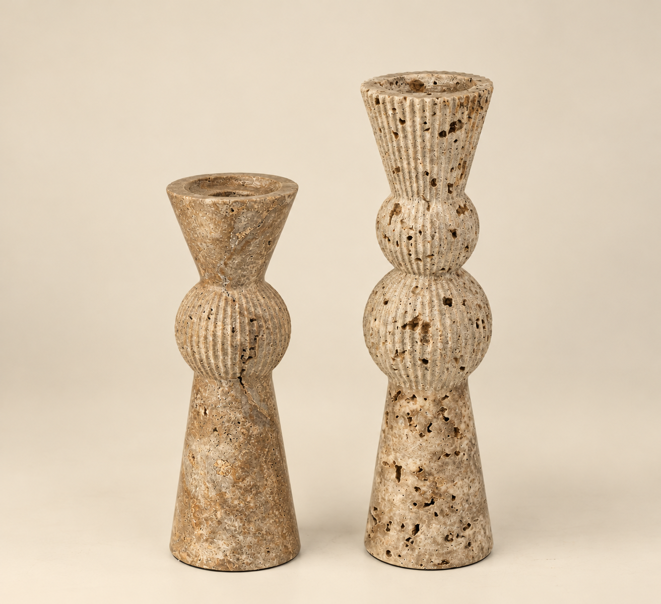 Silver Grey Travertine Candle Column