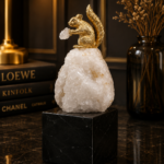 White Crystal and Gold-Tone Squirrel Sculpture
