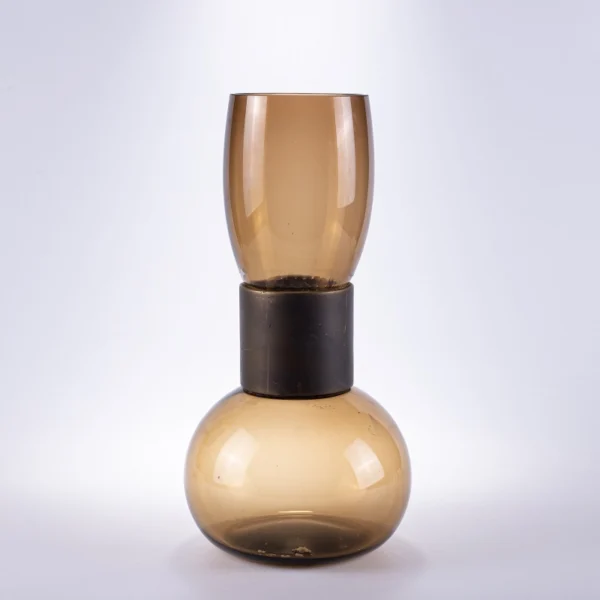 Two-Part Amber Glass Vase