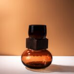 Two-Part Amber Glass Vase