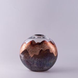 Copper Foil Globe Glass Vase