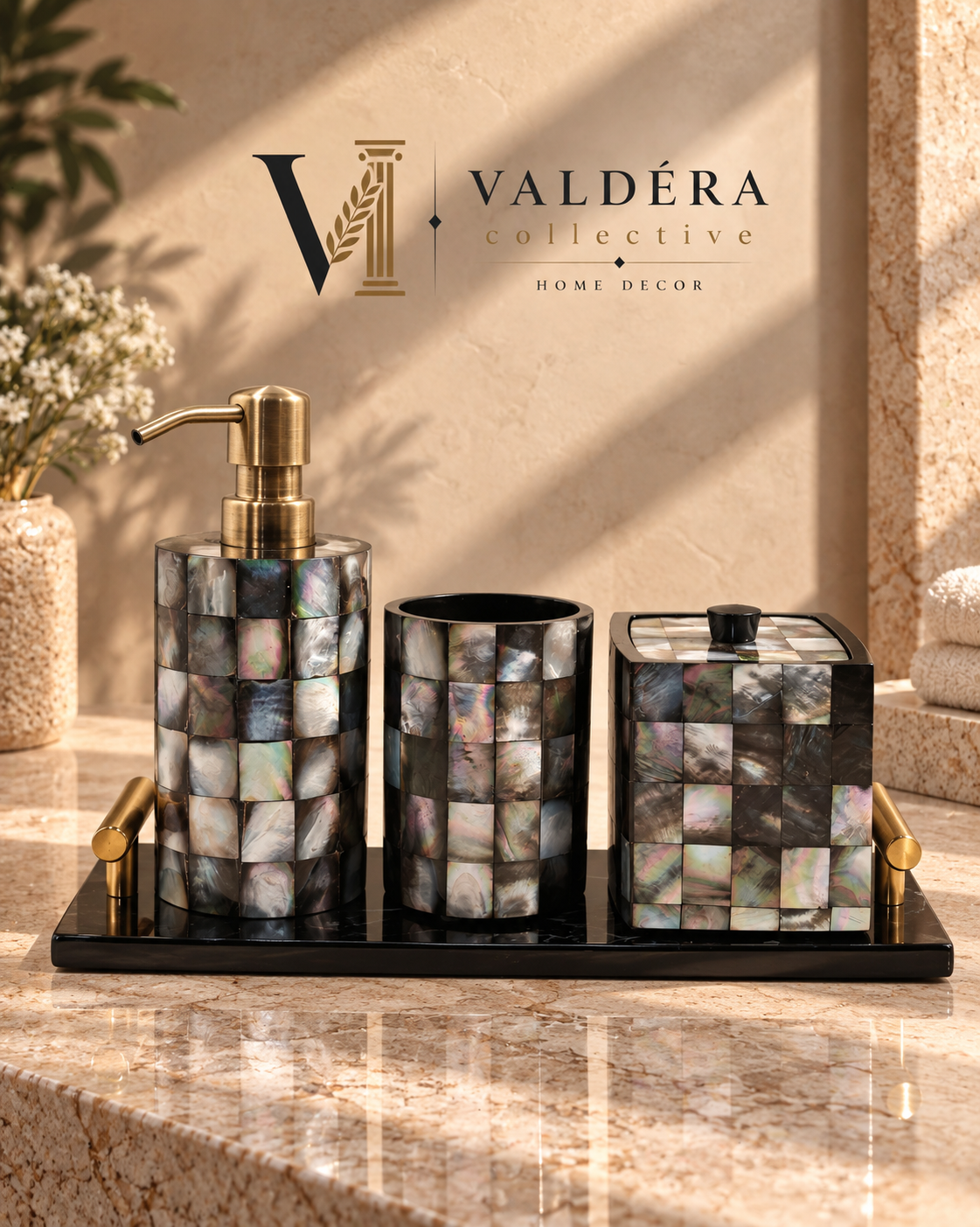 Mother of Pearl Four-Piece Bathroom Set