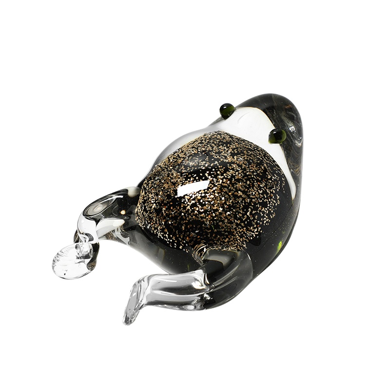 Handmade Glass Frog Figurine with Gold Fleck