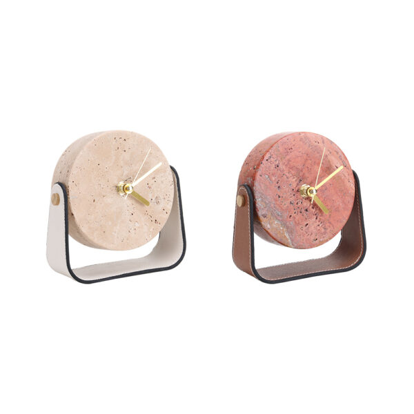 Stone and Leather Desk Clock