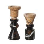 Tan and Black Marble Candle Holder