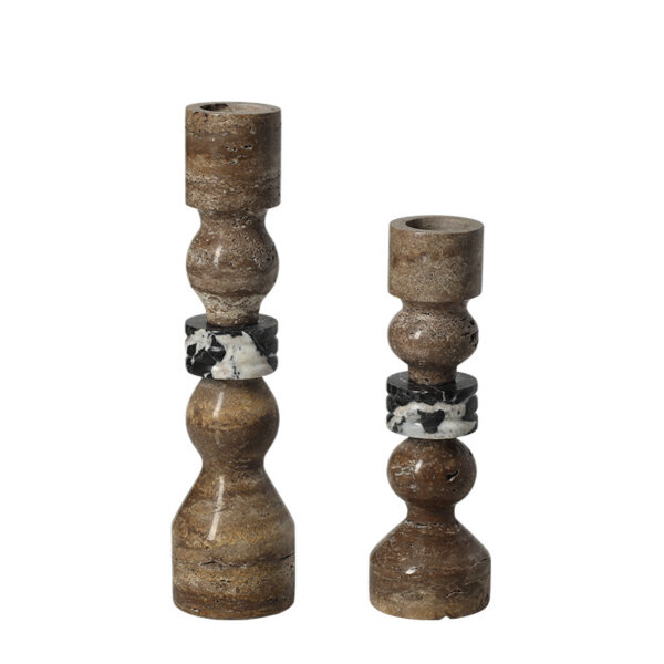 Umber Marble Candle Holder with Speckled Ring