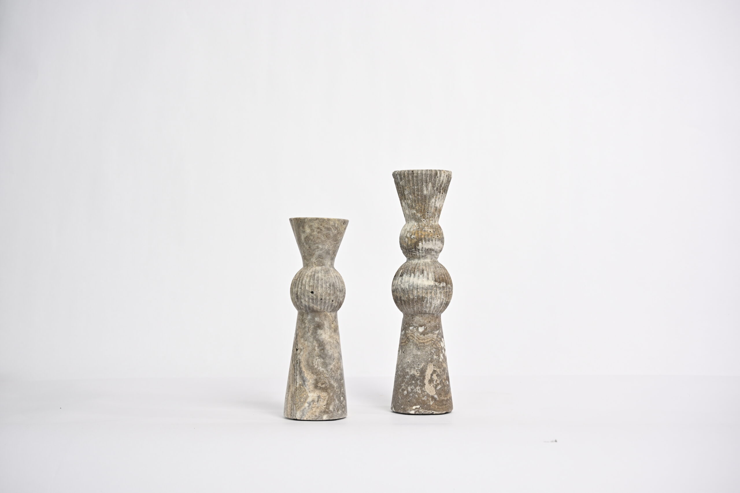 Silver Grey Travertine Candle Column