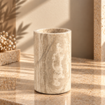 Grey Natural Stone Four-Piece Bathroom Set with Gold Accents