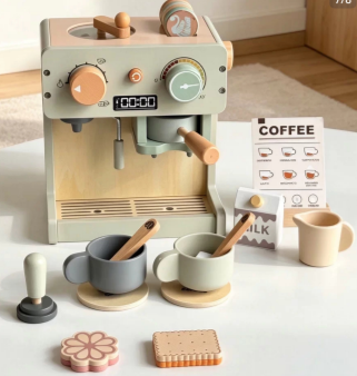 Wooden Espresso Machine Decorative Model