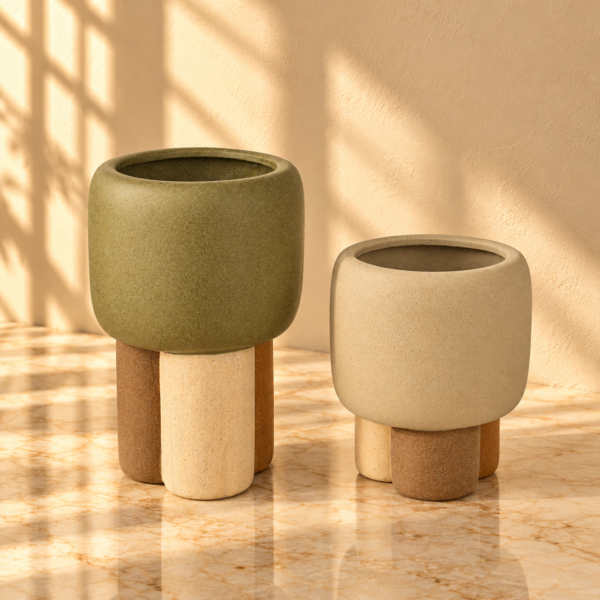 Ceramic Vase on Wooden Legs