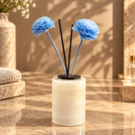 White Natural Stone Five-Piece Bathroom Set with Black Tray