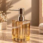 Amber Crystal Glass Four-Piece Bathroom Set