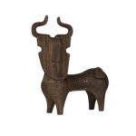 Hand-Crafted Dark Glaze Ceramic Bull Figurine