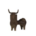 Hand-Crafted Dark Glaze Ceramic Bull Figurine