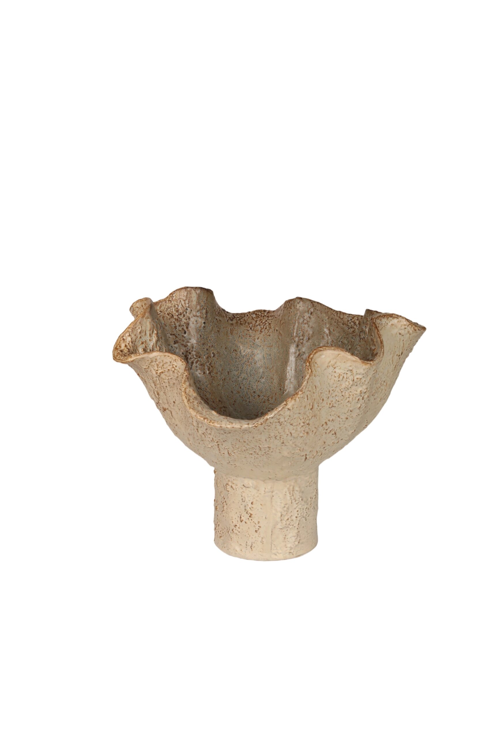 Ruffled Edge Ceramic Pedestal Bowl