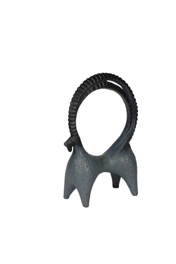 Slate Blue Ceramic Ibex Figurine