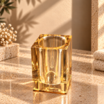 Amber Crystal Glass Four-Piece Bathroom Set