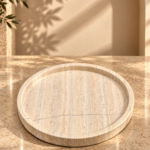 Grey Natural Stone Four-Piece Bathroom Set with Gold Accents