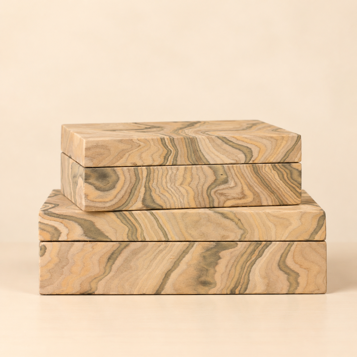 Sage Marquetry Wood Veneer Storage Box