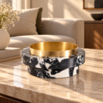 Black Stone and Gold-Tone Copper Accent