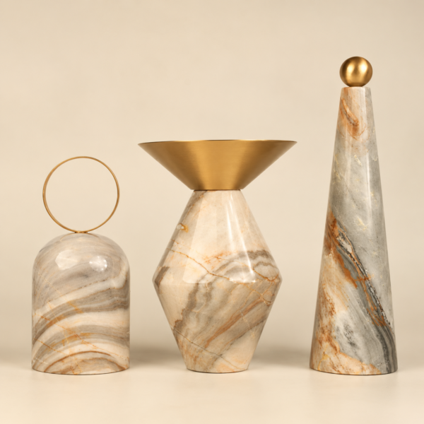 Stone and Copper Sculptural Accent