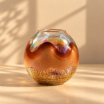 Copper Foil Globe Glass Vase