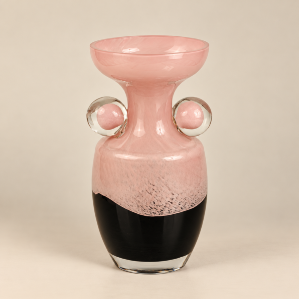 Pink and Plum Handmade Glass Vase with Ball Handles