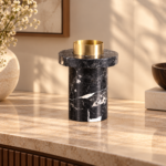 Black Stone and Gold-Tone Copper Accent