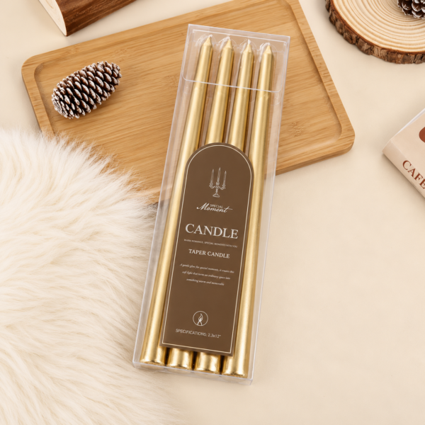 Gold Taper Candles Set