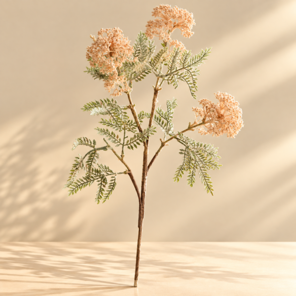 Artificial Peach Bloom and Fern Stem