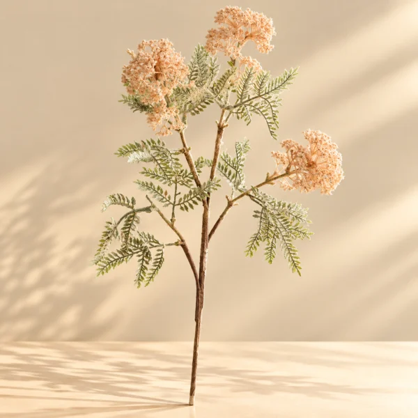 Artificial Peach Bloom and Fern Stem