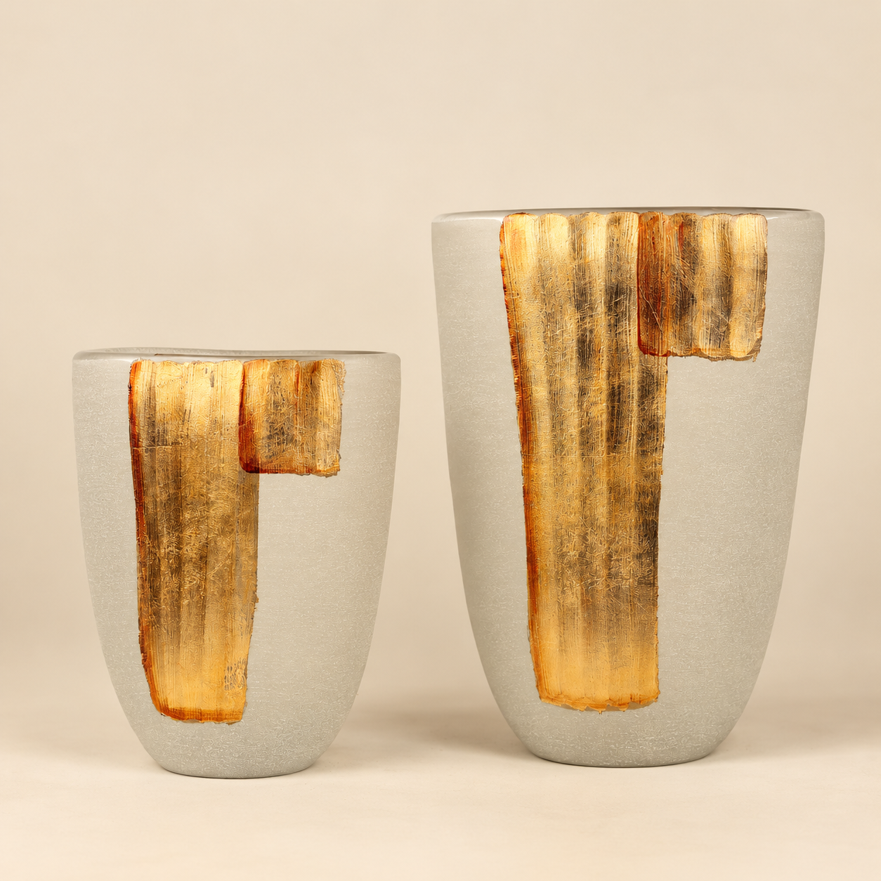 Frosted Glass Vase with Gold Leaf
