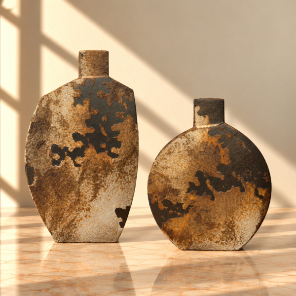 Flat Ceramic Bottle Vase