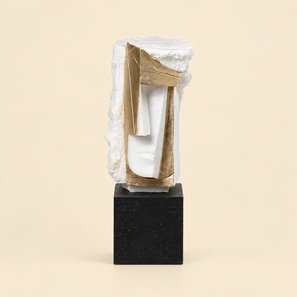 Abstract White and Gold Face Sculpture