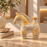 Natural Marble Horse Vessel Sculpture