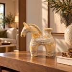 Natural Marble Horse Vessel Sculpture