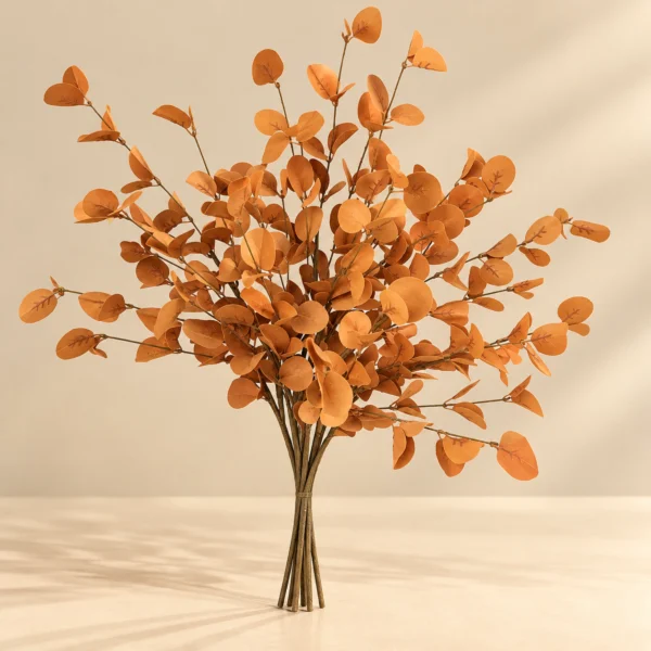 Artificial Burnt Orange Eucalyptus Spray