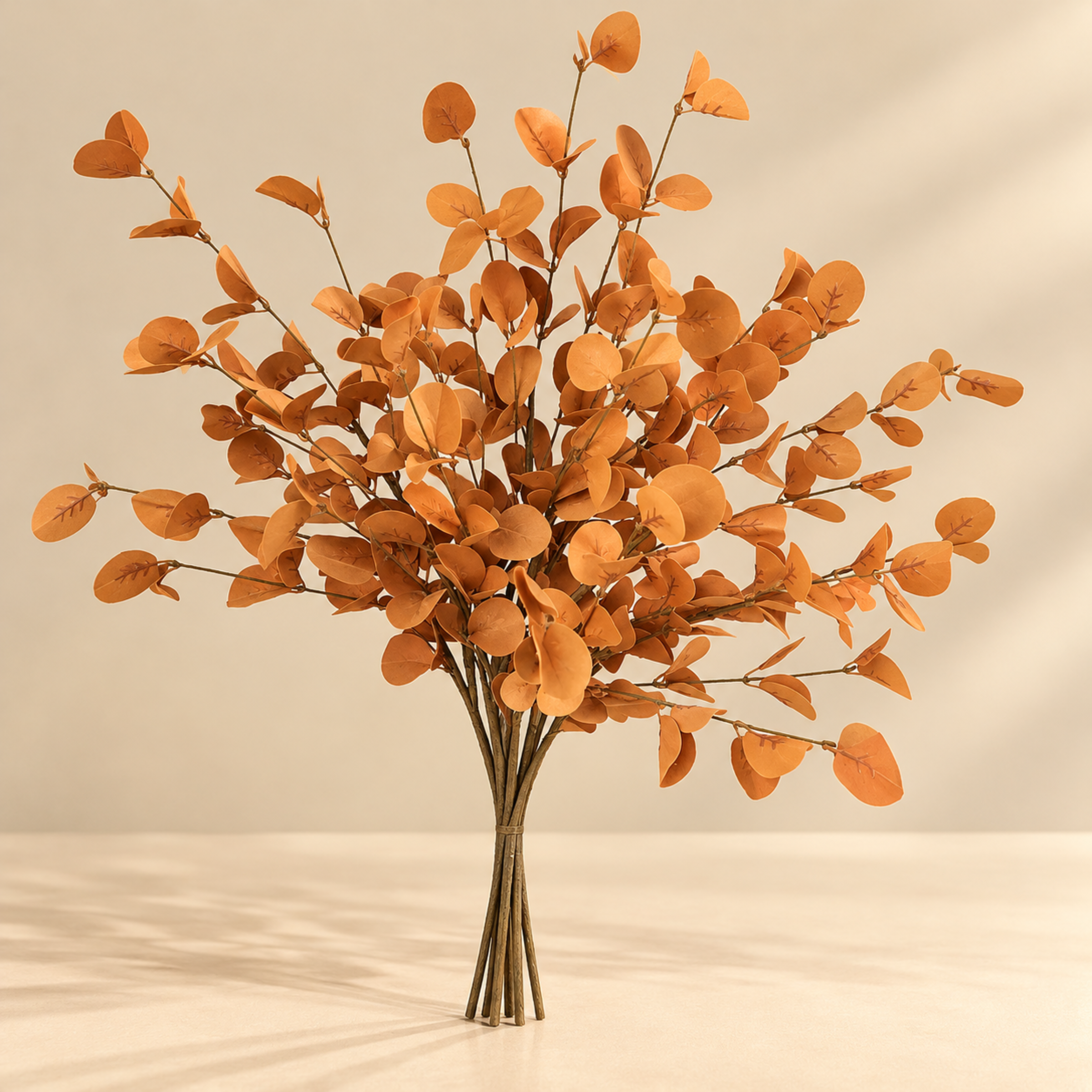 Artificial Burnt Orange Eucalyptus Spray