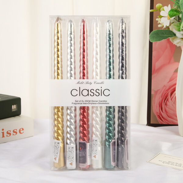 Spiral Taper Candles Set, Assorted Metallic