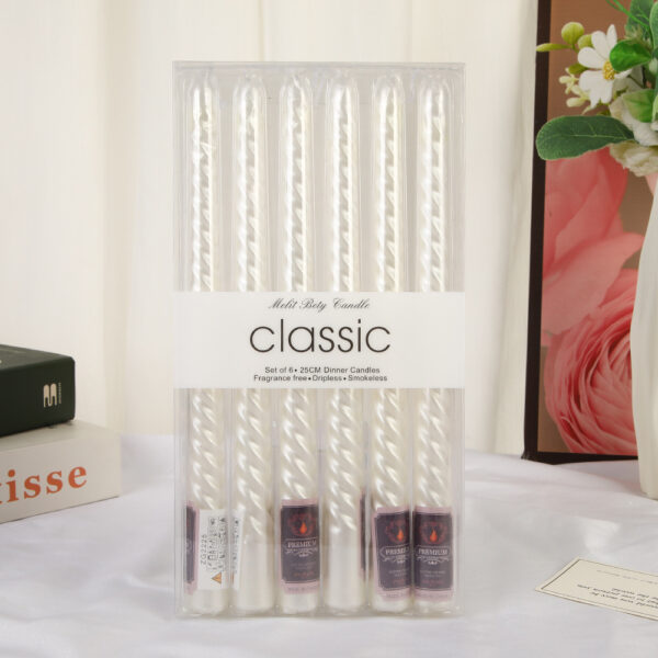 Spiral Taper Candles Set, Pearl White