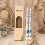 Blue Floral Taper Candles, Set of 2