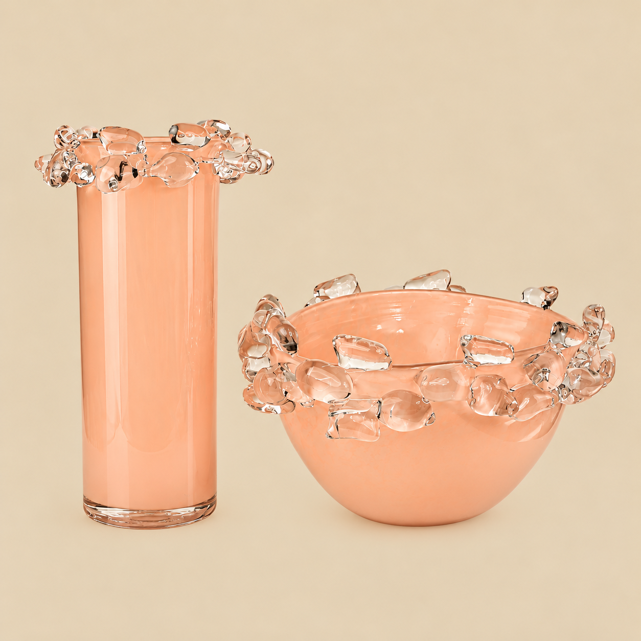 Pink Glass with Crystal Ruffle Rim