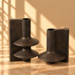 Charcoal Stone Resin Sculptural Vase