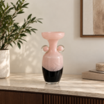 Pink and Plum Handmade Glass Vase with Ball Handles