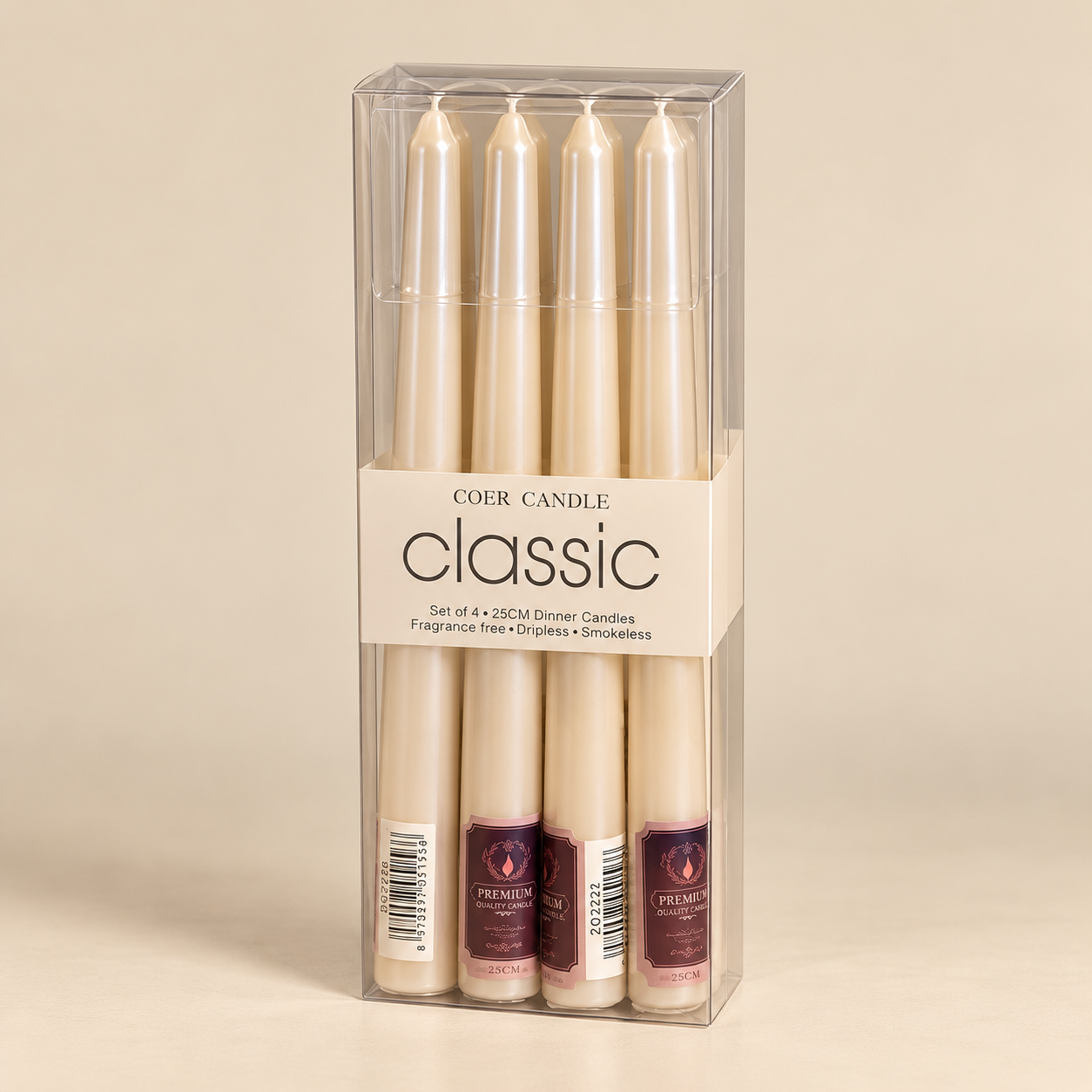 Pearl Ivory Taper Candles Set