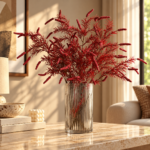 Artificial Red Fern Spray